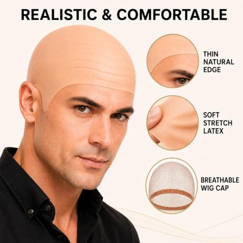 eygeufg 2 Sets Latex Bald Caps for Adults - image 8