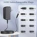 DONYOIE 10V 1.8A 1.5A 1A Power Supply 10 Volt Charger 1800mA 18W Max Regulated Switching AC to DC Cord Adapter with 10 Replacement Connector 100V - 240V Input Adaptor US Wall Plug