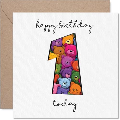Jolie Carte 1er Anniversaire, Plein de Câlins d'Ours