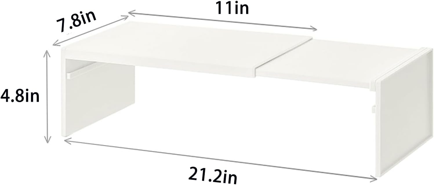 Cabinet Shelf Expandable Organizer Riser Storage Space Saver Stackable for Kitchen Pantry Cupboard Under Sink Countertop White Simple Houseware Counter (white) - Image 3