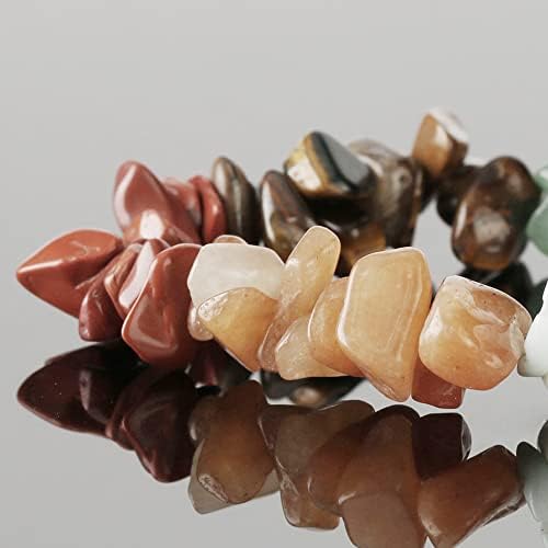 burkfeeg 550 Pcs Natural Gemstone Chip Beads, Irregular Gemstones Beads Crushed Crystal Jewellery Making Kit for Bracelet Jewelry Making Crafting with A Roll of Crystal Line