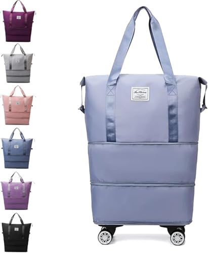 Kulken Travel Bag with Wheels, 2025 New Large Capacity Travel Bag - Universal Wheel Removable (Blue)