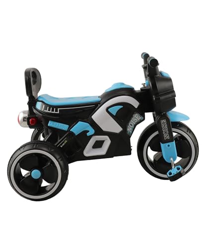 Image of SRECAP Kids Pedal Tricycle with Push Handle | Toddler Trike with Headlight, Music, EVA Wheels & Curved Seat with Backrest | 15 Months-3 Years (Blue)