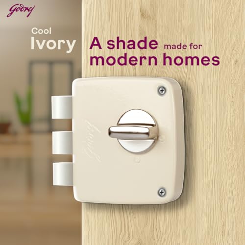 Image of Godrej Rim Lock I Tribolt Compact 1CK Door Lock | Triple Bolt Lock for Wooden Door | 3 Reversible Keys | Puller Ring Anti-Lockout |21mm Latchbolt 60mm Backset I 5 Year Warranty | Cool Ivory