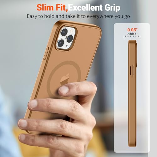 Image of SUPFINE Magnetic for iPhone 11 Pro Max Case Brown | (Compatible with MagSafe)(Military Grade Drop Protection)Shockproof Translucent Matte Phone Cover