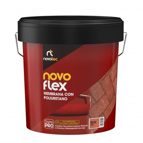 Impermeabilizante acrílico elástico reforzado con membrana de poliuretano. Conservante anti-moho y antiverdín. Envase de 15 litros - NOVOFLEX (Transparente)