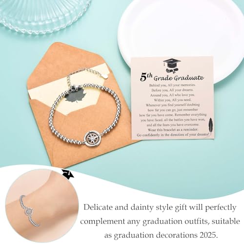 Image of Graduation Gifts for Her Girls Women, Class of 2026 Compass Bracelet High School /College / 5th 6th 8th Grade /Kindergarten /Preschool /Master Degree Graduation Gifts Decorations Card Present