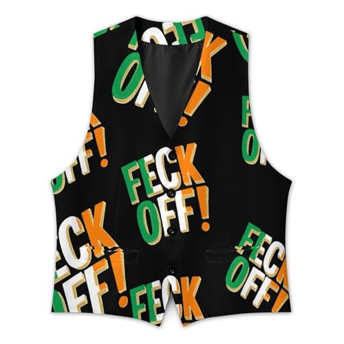 Feck Off Irish Sayings Men's Formal Suit Vest for Business Formal Or Casual Dress Waistcoat Wedding3