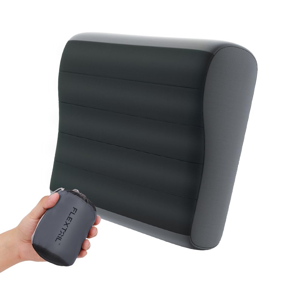 FLEXTAILGEAR Poduszka kempingowa z konturem szyi, ergonomiczna, oddzielny pęcherz TPU, idealna na kemping, wędrówki, samolot, wygodna