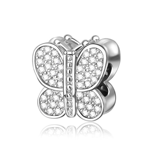 Image of ARTCHARM Sparkling Butterfly with Australian Crystals Charm 925 Sterling Silver Bead for European Compatible Brand Bracelet