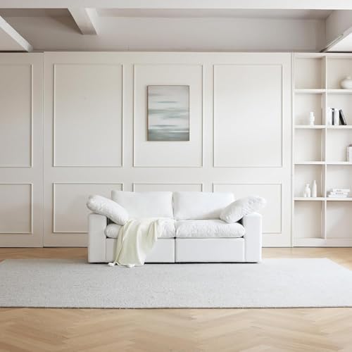 Image of JACH Modular Cloud Sectional Sofa, Love Seat Cloud Couch, Modern Comfy Sofas for Apartment Small Space, Covers Removable, Minimalist White Couch for Living Room