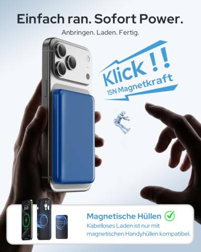 Powerbank für Magsafe, TRKOY Slim Magnetische Power Bank für iPhone 5000mAh – Ansicht 2