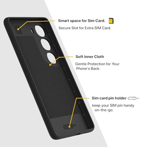 Image of Pikkme Back Cover for Vivo Y300 5G Camera Protection 3D Hexa Cube Design Silicone Protective Bumper Case (Black)