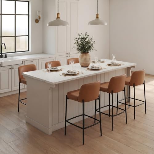 Image of 26 Inch Counter Height Bar Stools Set of 6, Modern Barstools, Brown