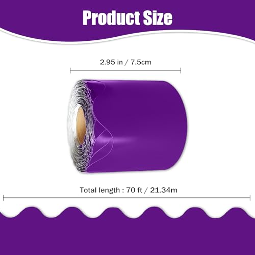 KAVOZM 70Ft Bulletin Board Borders, Scalloped Poster Boards Decorations Trim for Classroom, School, Office, Home, Wall Decoration Strips (Purple)