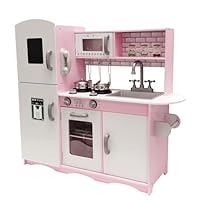 M2S Kids Wooden Play Kitchen Pretend Play Utensils Toys Cooking Role Play Set Sounds and Lights Stoves