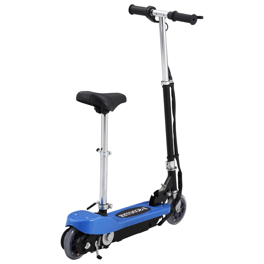 Trottinette électrique avec siège pour enfants 120 W Bleu Pliable avec frein 12 km/h