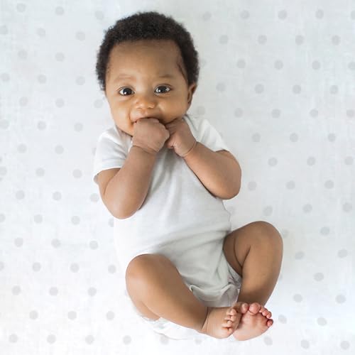 Image of SwaddleDesigns Cotton Muslin Swaddle Blanket, Receiving Blanket for Baby Boys & Girls, Best Registry Gift, 46x46 inches, French Dots, Sterling
