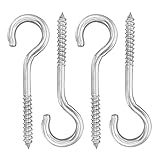 5 inch 4-Pack 304 Stainless Steel Heavy-Duty Screw Eye Hook Eye Bolts, Suitable for Rowing Racks, Hammock, Awning, Hanging Chair, Swing Chair, Fixed Cable, Chain，Hanging Basket (4-Pack)
