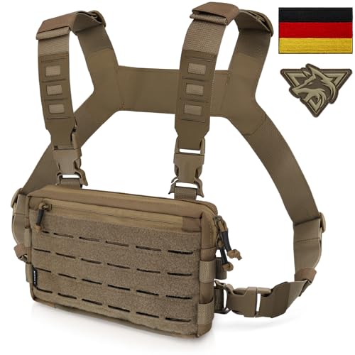 WYNEX Pecho táctico Rig Pack para los Hombres, Corriendo Bolsa de Pecho con Lazo Frontal Airsoft Recon Pecho Rigs para la Caza al Aire Libre EDC Combate Parche Incluido