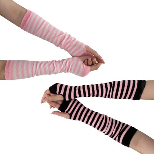 Zeltauto Women's Winter Warm Cable Knit Arm Warmers Long Fingerless Gloves Mittens with Thumbhole