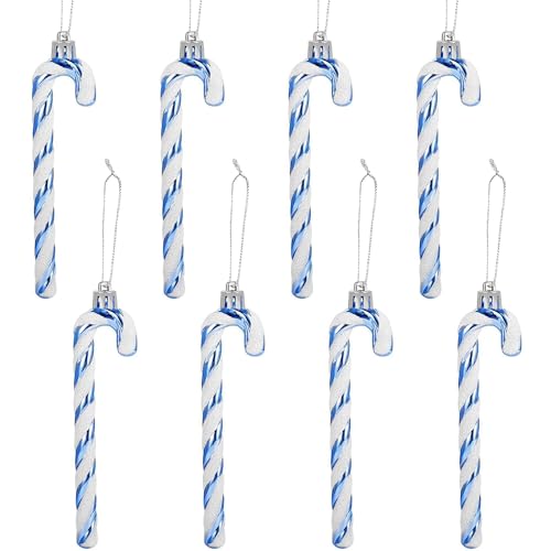 14CM Glitzer Weihnachtsbaum Deko Blau Zuckerstangen Anhänger 8 Stück Weihnachtsbaumschmuck Zuckerstange Weihnachten Deko Christbaumschmuck Baumschmuck Weihnachten