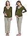 Produktbild Aranmei Damen Stillpyjama Umstandsmode Baumwolle Stillschlafanzug Zweiteilige Nachtwäsche für Schwangerschaft Hausanzug Pyjamas Gestreift Langarm (Grün, Small)