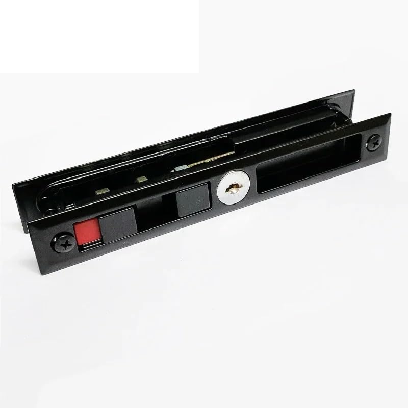 Serrure de porte coulissante noire avec 2 clés en laiton pour chambre