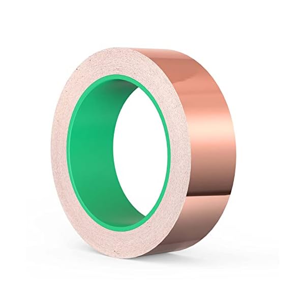 AOKITO Kupferfolie Klebeband, Beidseitig Leitende Kupferfolienband, EMI Kapton Tape, Selbstklebend Abschirmband, Schneckenband Schneckenschutz, Kupferband für Erdung, Löten und Schneckenabwehr etc