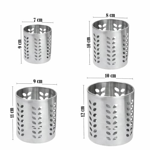 Image of Stainless Steel Multipurpose Spoon Holder for Kitchen | Cutlery Stand & Spoon Stand Steel for Dining Table | KnifeStand Spatula Holder for Kitchen| Utensils Organiser forKitchen(Set of 4)