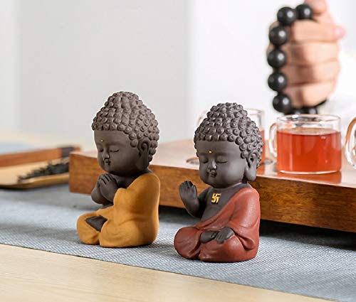 Figura decorativa Buda Zen de cerámica para meditación miniatura 4