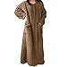 Ribbed Plush Robes for Womens Winter Thicken Keep Warm Pullover Robe Long Insulated Cozy Fashion Sleepwear Bathrobe