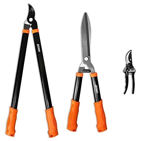 Coarbor 3 Piece Garden Tools Hedge Shear Trimmer Bypass Lopper Pruning Shears Ideal for Tree Branches Pruning Sharp Shrubs and Other Yard Work Cover