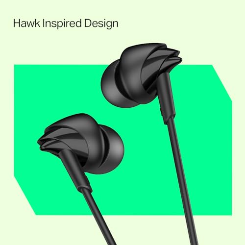 Image of Boat Bassheads 213L, 10mm Drivers, Signature Sound, in-Line Microphone, Integrated Controls, 3.5mm L-Shaped Connector & 120cm Braided Cable Wired Earphones with Mic (Active Black)