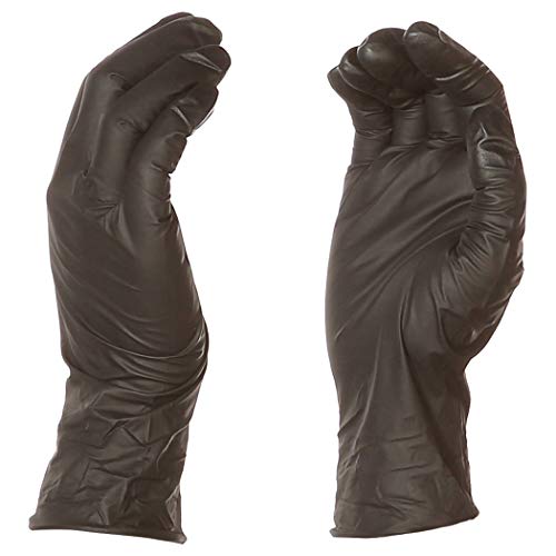 Amazon Basics Powder Free Disposable Nitrile Gloves, 6 mil, Black, Size L, 100 per Pack, 10-Pack