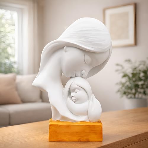 Image of TIED RIBBONS Gift for Mom, Birthday Gift for Mom Wife Women Mother in Law Mummy (Mother with Child Statue, Artificial Flower Bunch, Ceramic Coffee Mug & Greeting Card) Set