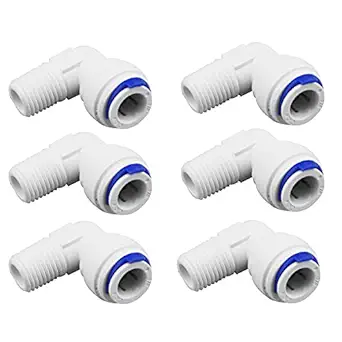 AQUALIQUID RO Spares Plastic 1/4 Inch Male Thread to 3/8 Inch Quick Connect Elbow Connector 1/4