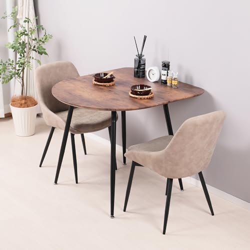 Mirai-Show ダイニングテーブルセット 2人用 半円 3点セット 北欧 壁付け 80cm幅 2人掛け ダイニングチェア 2脚セット おしゃれ カフェテーブルセット 丸型 二人用 イス 椅子 二人用 食卓テーブル 大理石風 コンパクト PUレザー E