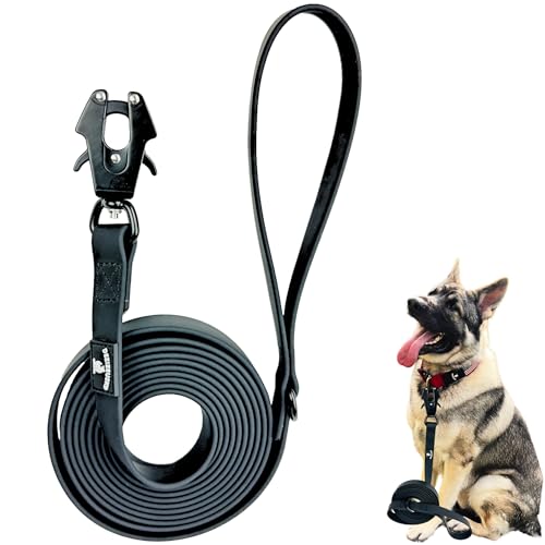 Heavy Duty Dog Leash - Quick Release Frog Clasp – PVC Rubber Coated Nylon Lead for Training & Walking Large Breed Puppies, Medium & Large Dogs, Waterproof, Odor-Free, Durable, Strong, Easy to Clean