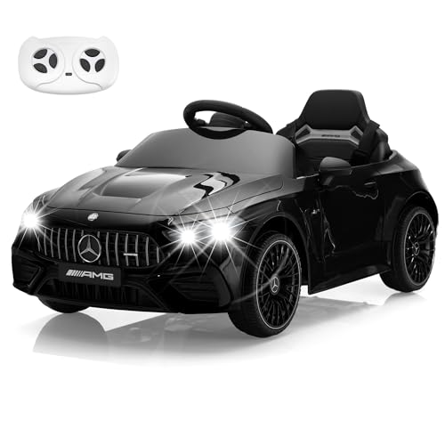 Image of TOBBI Kids Electric Ride On Toy Car, Toddlers Battey-Powered Vehicle with Parental Remote Control/Soft Start/3 Speeds/Horn & LED for Children Ages 3-6 Years-Black