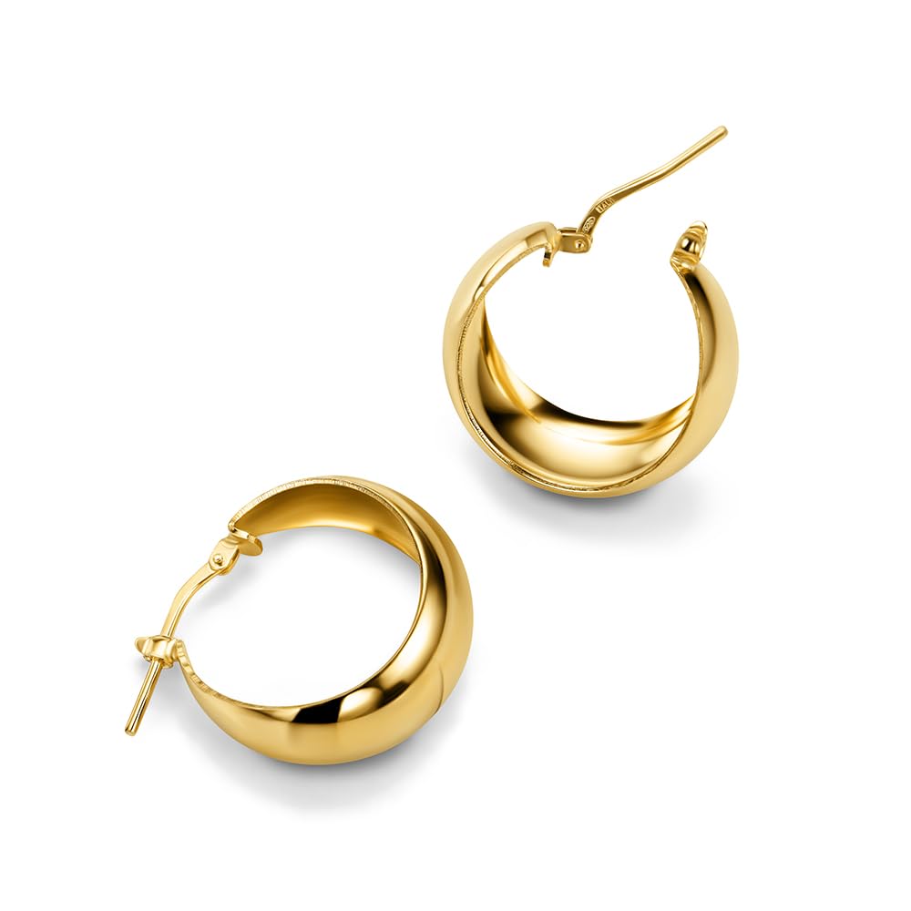 MIORE Ohrringe Silber 925, Creolen Silber 925 18K vergoldet, Chunky Hoops 20 mm, Hoops Ohrringe Vergoldet, Handgefertigt in Italien, Damenohrringe, Schmuck Damen, Silberschmuck -in edler Schmuckbox