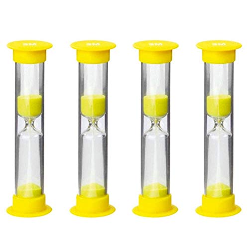 MOKIU Set aus 4 Zahnputzsanduhren Kinder Sanduhr 3 Minuten oder als Sanduhren Schule sowie Tea Timer Kinder visuell als Tee Timer 180 Sekunden Tee Uhr oder Sand Uhr Tea-Boy als Spielzeug Sanduhr Cover