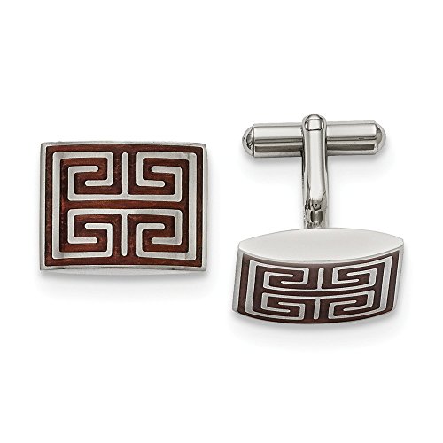 Mancuernillas para hombre con incrustación de madera acero inox miniatura 1