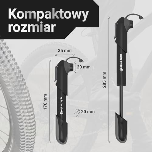 Mini Pompka Rowerowa 120 PSI / 8,3 Bar – Kompaktowa Pompka Ręczna z Uchwytami Montażowymi | Mini Pump na Wentyl Presta i Schrader do MTB, Szosy, Gravel, E-Bike