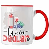 Trendation - Wein Dealer Tasse Geschenk für Weinverkäufer Geburtstag Spruch Geschenkidee Bester Weinverkäufer Weinhändler (Rot)