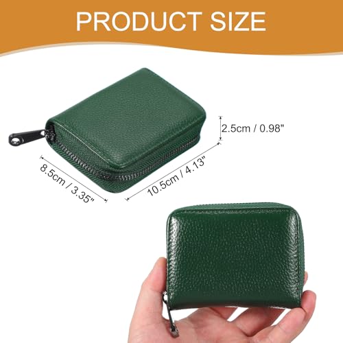 uxcell Leather Credit Card Holder, 20 Slots Small Accordion Zipper Wallet for Women and Men RFID Blocking Secure Organizer with Zipper, MultiFunctional Wallet for ID & Cards (Green)2