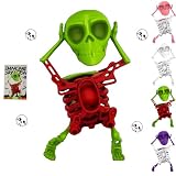 XKrmp Dancing and Swinging 3D Skull Toy - Skeleton Dancing and Swinging Clockwork, Ideal for Halloween Party Favors, Office Desk Toys, and​Collector Toy Figures​​ (Green)