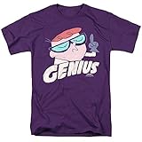 Dexter's Laboratory Genius Unisex Adult T-Shirt, Purple, Medium