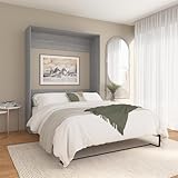 Bestar Claremont Queen Size Murphy Bed in Platinum Gray, Space-Saving Sleeping Arrangement for Multipurpose Area, Bedroom, or Guest Room