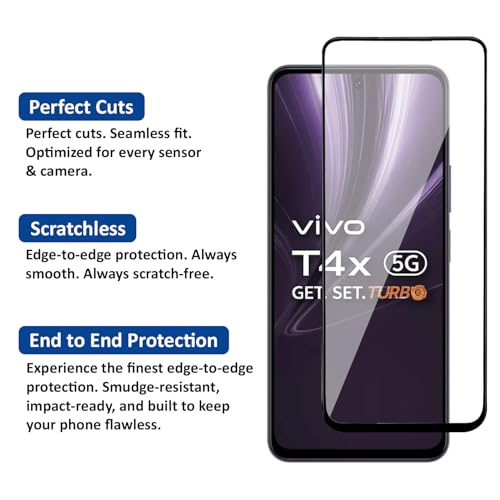 Image of AIBEX Tempered Glass for Oppo A3 Pro 5G / Y58 5G / Y38 5G / T3X / T4X / IQOO Z9X / VIVO Y29 5G / REALME 14X / Y39 5G /Y19S| Water Resistant | Edge-to-Edge Full Screen Protector | Bubble-Free Installation